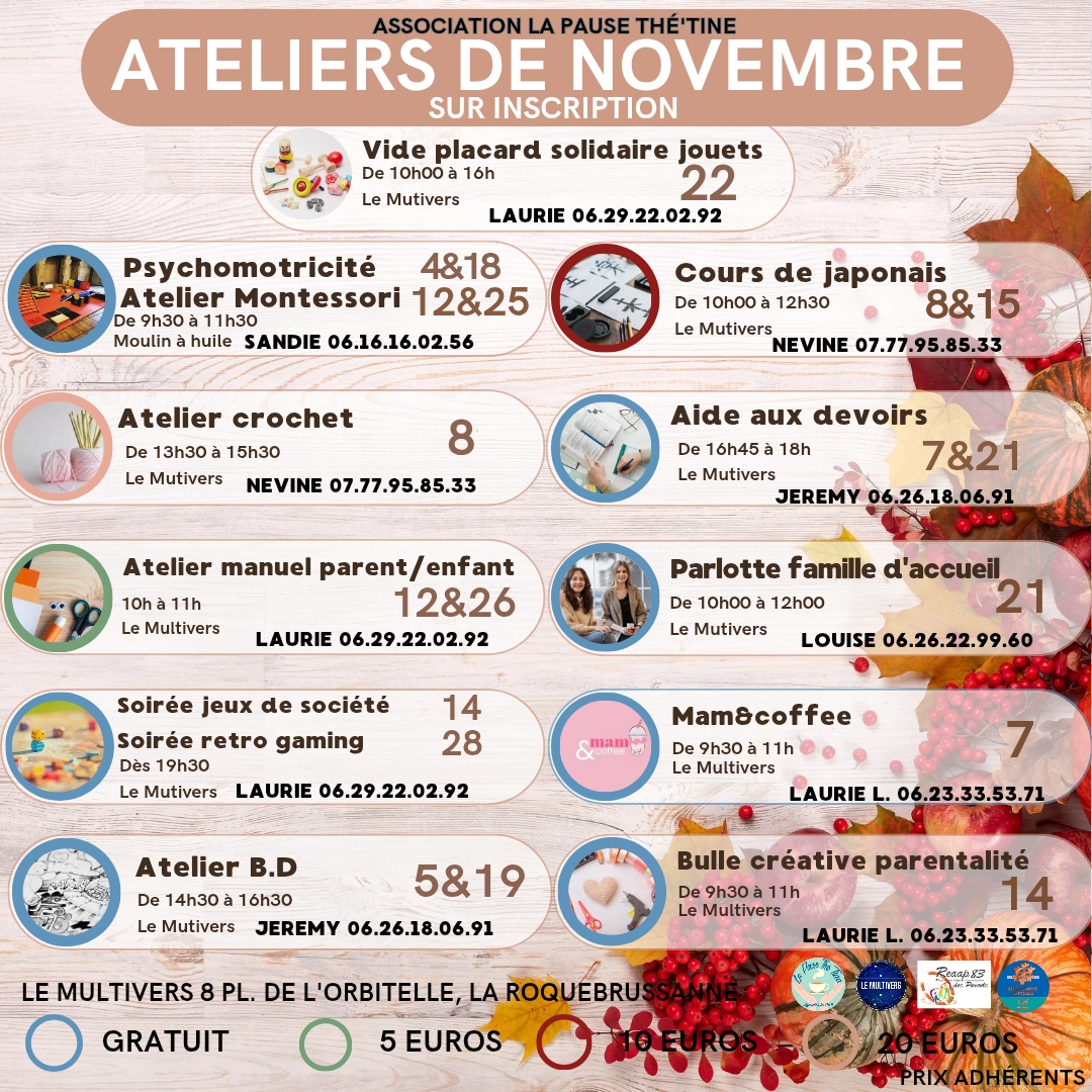Pause thétine ateliers Novembre 2025